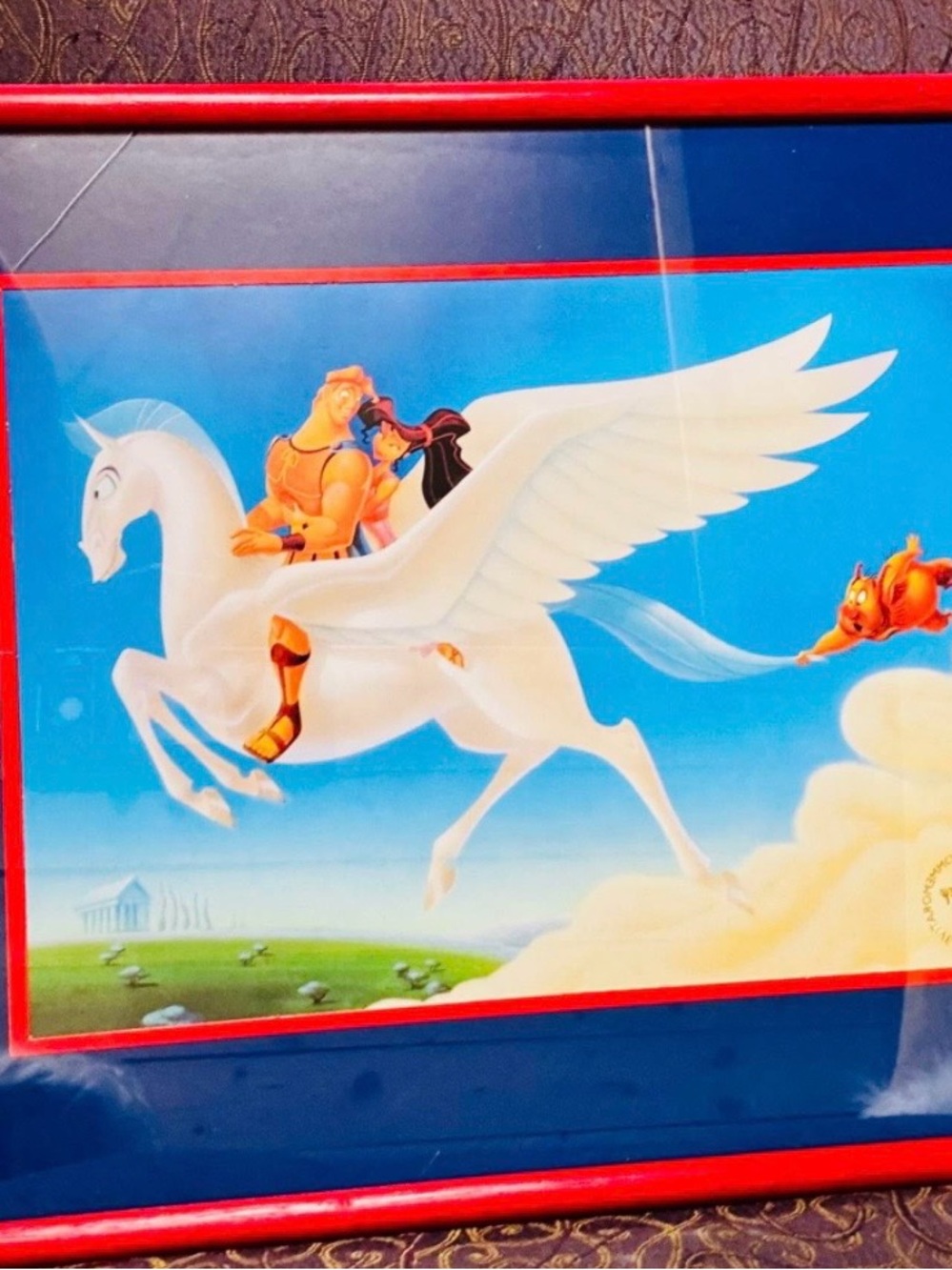 Disney Hercules Pegasus Framed Art Print Vintage Style Meg Phil Wall Decor